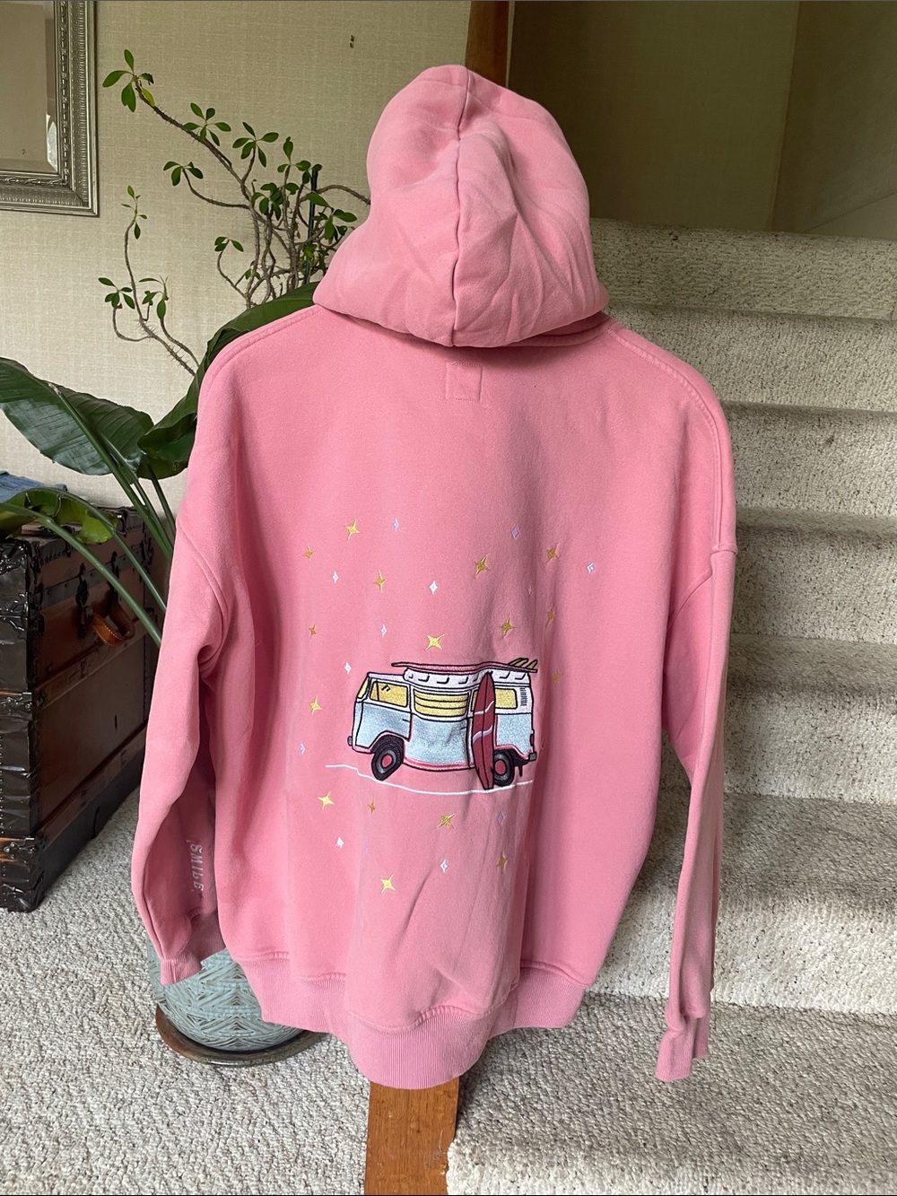 'Sunkissed Coconut Bohemian Surf Van Embroidered Pullover Hoodie